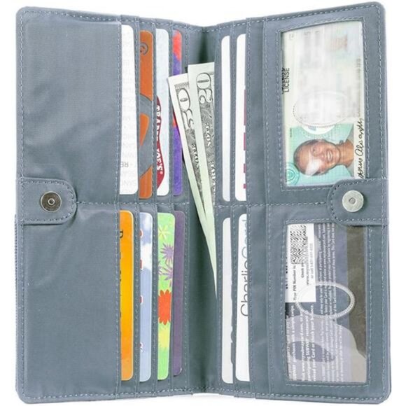 Big Skinny Women's Executive Bi-Fold Checkbook Slim Wallet, Holds Up to 40 Cards - Picture 2 of 4